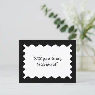 Black and White Wavy Bridesmaid Proposal Card