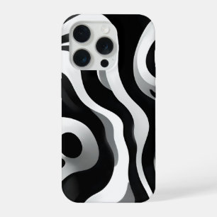 Black And White Wavy Op Art, iPhone 15 Pro Case