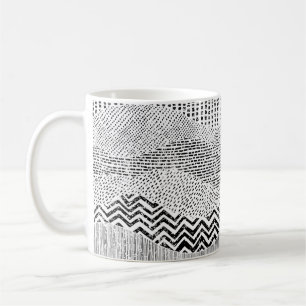 Black and white wavy pattern. Hand-drawn ornament  Coffee Mug