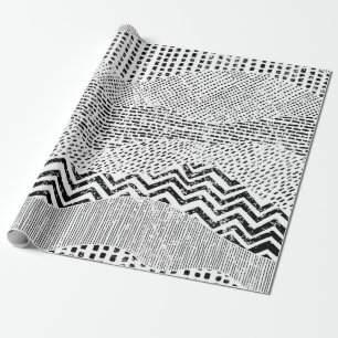 Black and white wavy pattern. Hand-drawn ornament Wrapping Paper