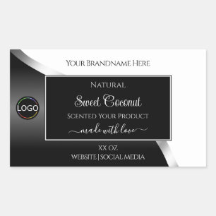 Black and White Wavy Silver Logo Product Labels