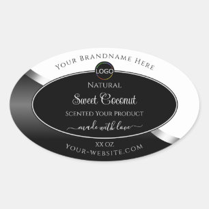 Black and White Wavy Silver Logo Product Labels