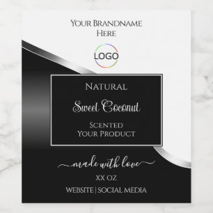 Black and White Wavy Silver Logo Product Labels