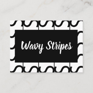 Black and White Wavy Stripe Pattern  Business Card