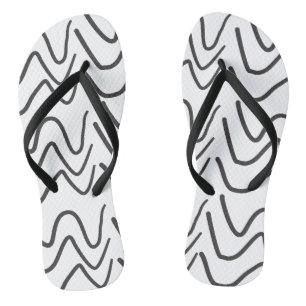 Black and White Wavy Stripe Pattern  Jandals
