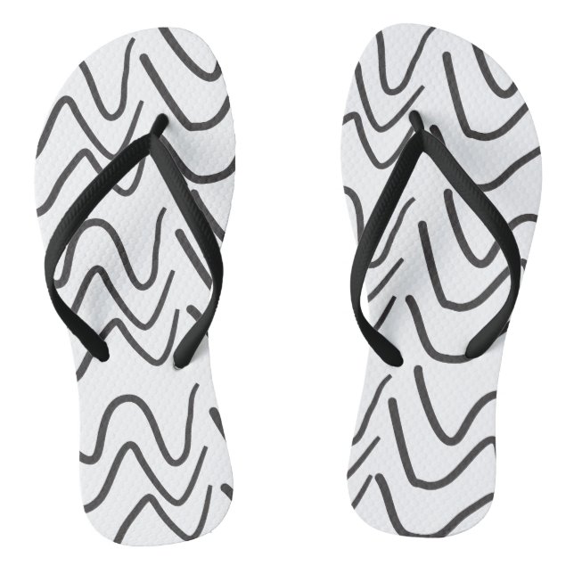 Black and White Wavy Stripe Pattern  Jandals (Footbed)