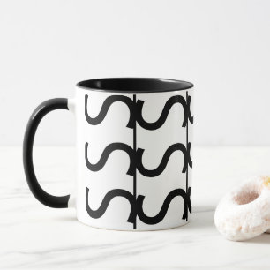 Black and White Wavy Stripe Pattern Mug