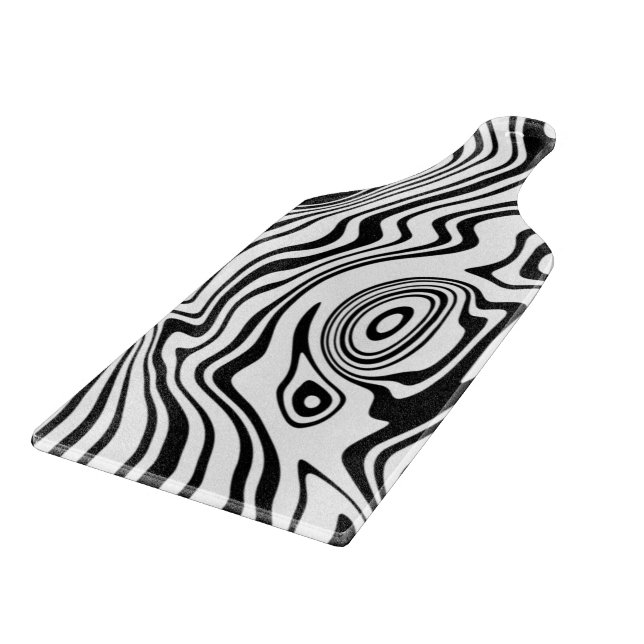 Black and White Wavy Striped Cutting Board (Corner)