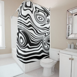 Black and White Wavy Striped Shower Curtain