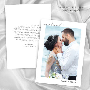 Black and White We Eloped Minimal Modern Wedding Announcement