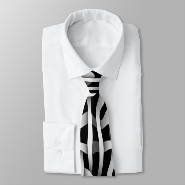 Black and White Weave Pattern Tie (Tied)