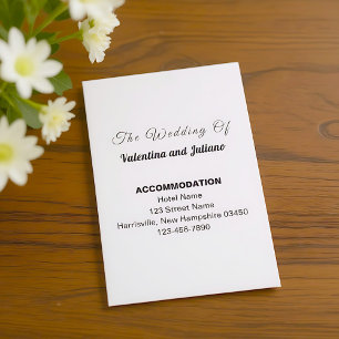 Black and White Wedding Accommodation Portrait Enclosure Card