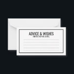 Black and White Wedding Advice and Wishes<br><div class="desc">Black and White Wedding Wedding Advice and Wishes Card
featuring your information in black bold sans serif font with black rectangle border.

Click on the customise it button to personalise the design.</div>