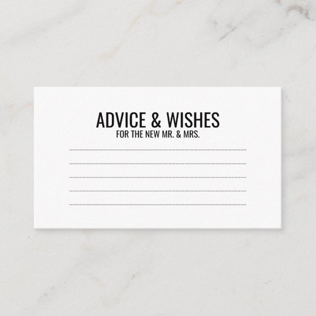 Black and White Wedding Advice and Wishes Card (Front)