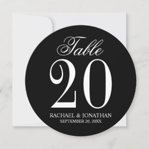 Black and White Wedding Circle Table Number Card