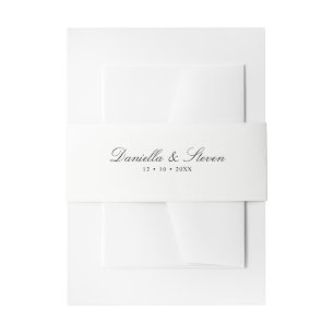 Black and White Wedding Classic Script Invitation Belly Band