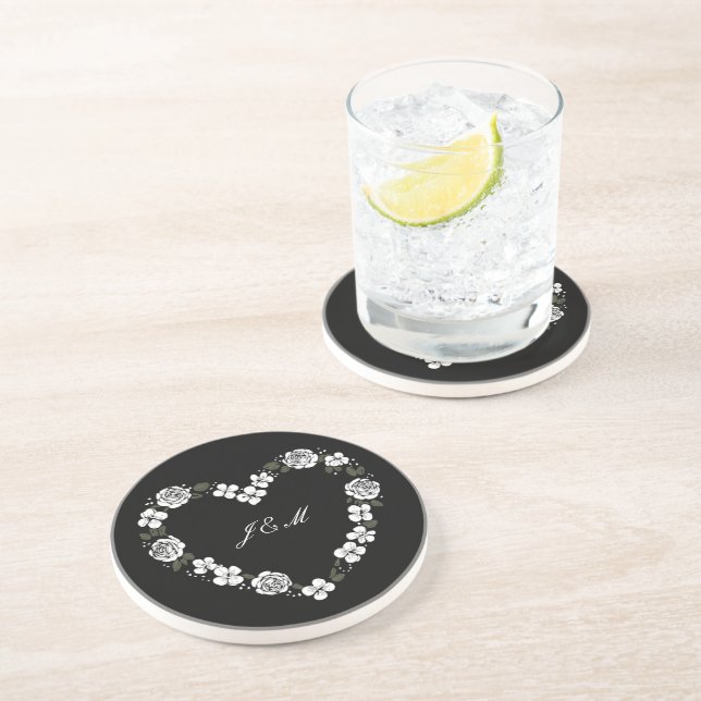 black and white wedding coaster (Side)