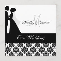 Black and White Wedding Couple Wedding Invitation