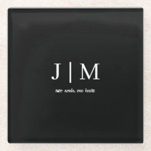 Black and White Wedding Customisable Text Glass Coaster