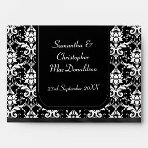 Black and white wedding damask envelopes