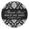 Black and White Wedding Damask Thank You Label