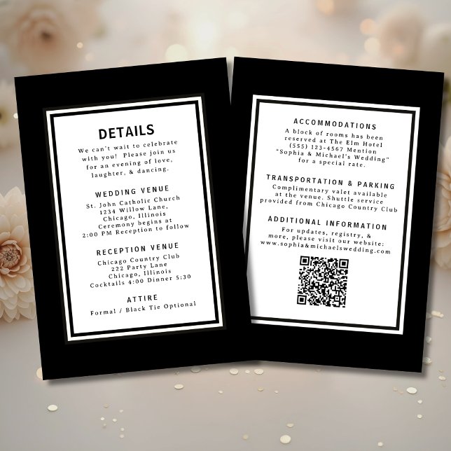 Black and White Wedding Detail Template QR Code (Creator Uploaded)