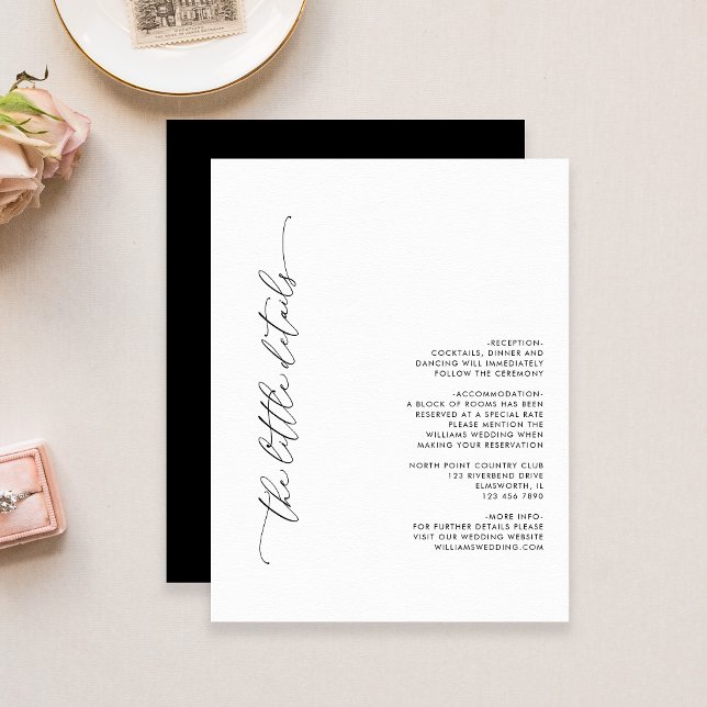 Black and White Wedding Details Enclosure Card (Creator Uploaded)