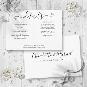 Black And White Wedding Details Information Enclosure Card