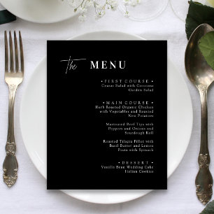 Black and White Wedding Dinner Menu Cards