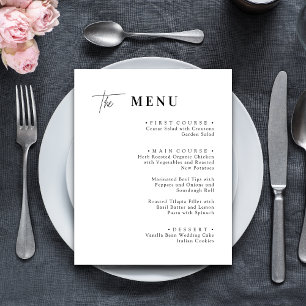Black and White Wedding Dinner Menu Cards