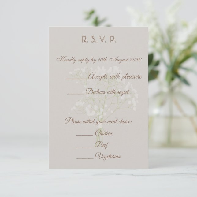 Black and White Wedding Elegant Modern Bride  RSVP Card (Standing Front)