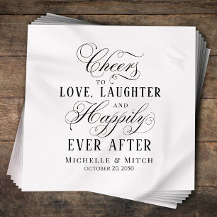 Black and White Wedding Elegant Typography Napkin