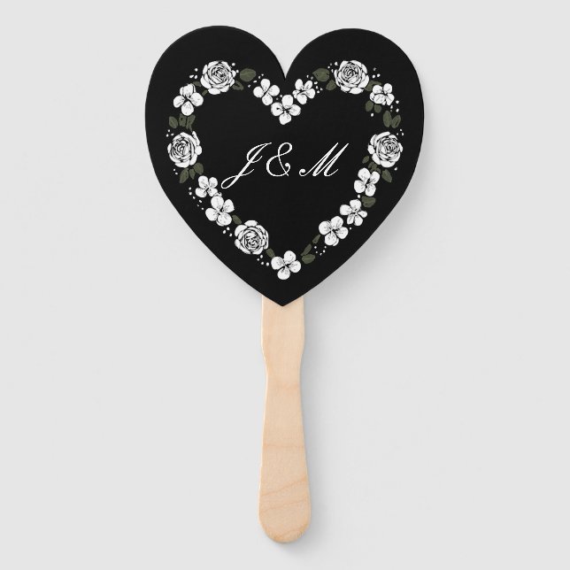 Black and White Wedding Fan (Front)