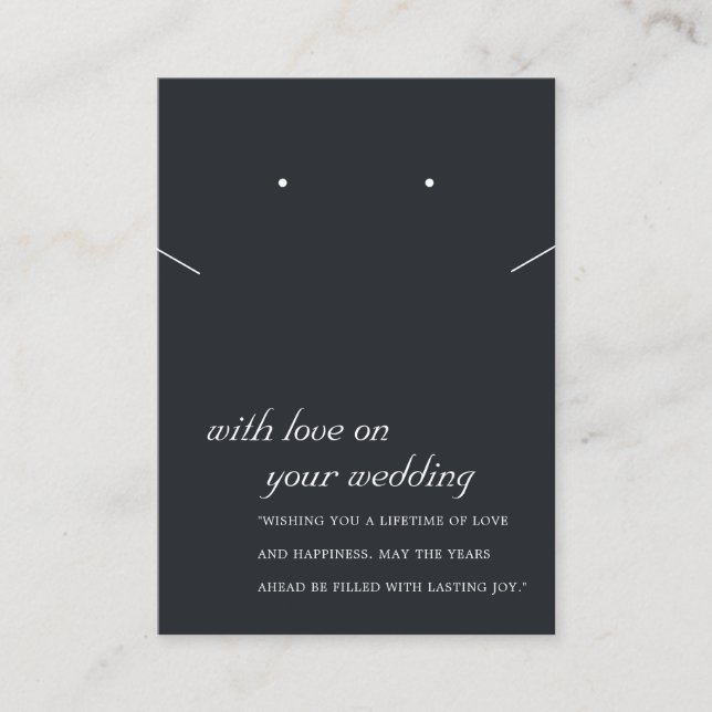 BLACK AND WHITE WEDDING GIFT NECKLACE EARRING CARD (Front)