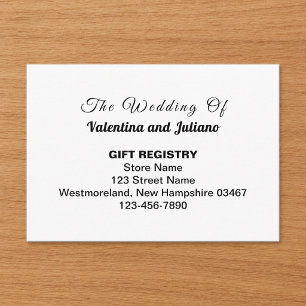 Black and White Wedding Gift Registry Enclosure Card