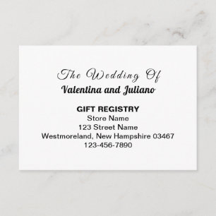 Black and White Wedding Gift Registry Enclosure Card