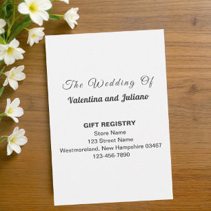 Black and White Wedding Gift Registry Portrait Enclosure Card