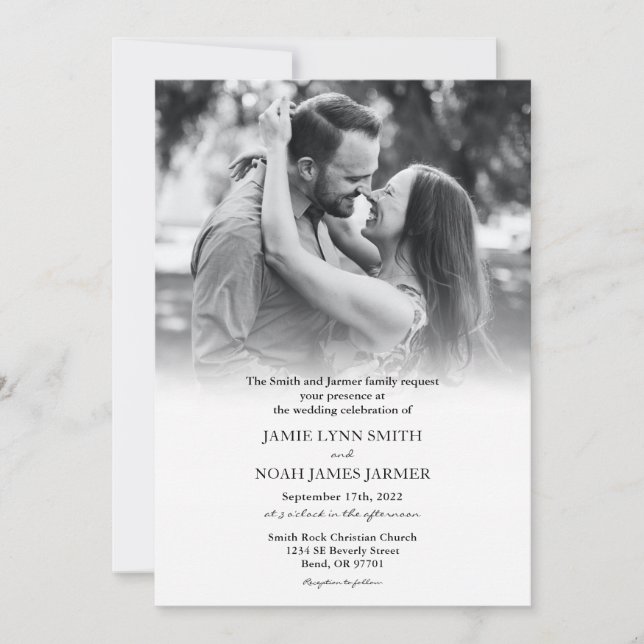 Black and white wedding invitation (Front)
