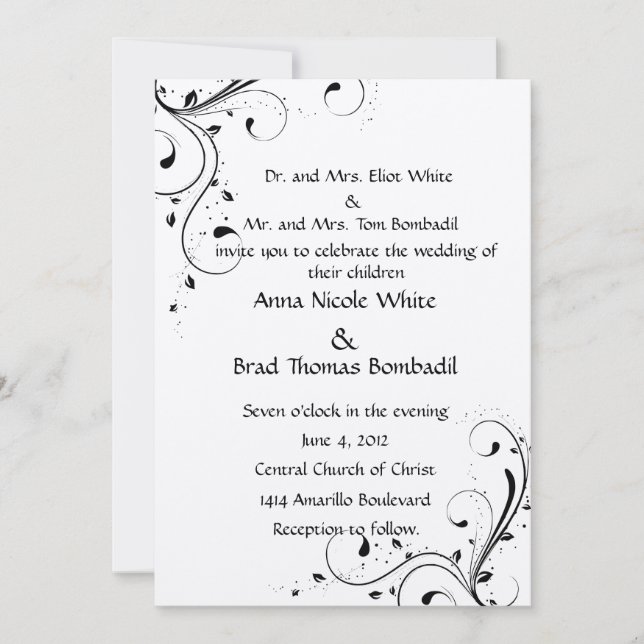 Black and White Wedding Invitation (Front)