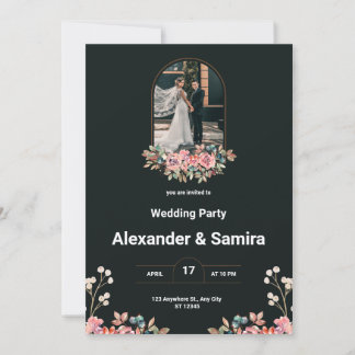 Black and white wedding invitation
