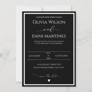 Black and White Wedding Invitation