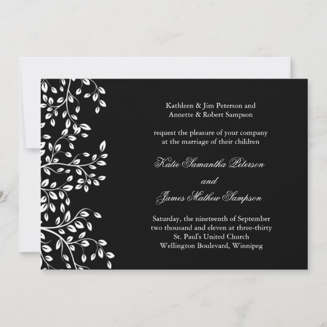 Black and White Wedding Invitation (Front)