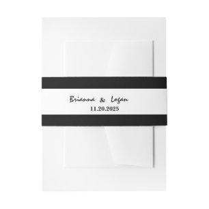 Black and White Wedding Invitation Belly Bands Band