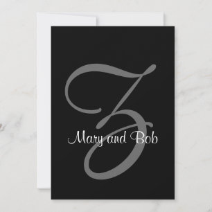 Black and White Wedding Invitation   Initial Z