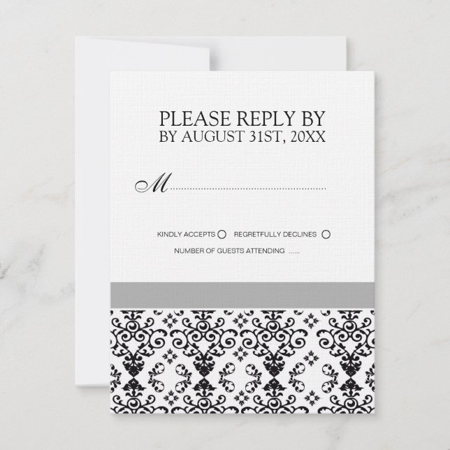 Black and White Wedding Invitation RSVP Cards (Front)