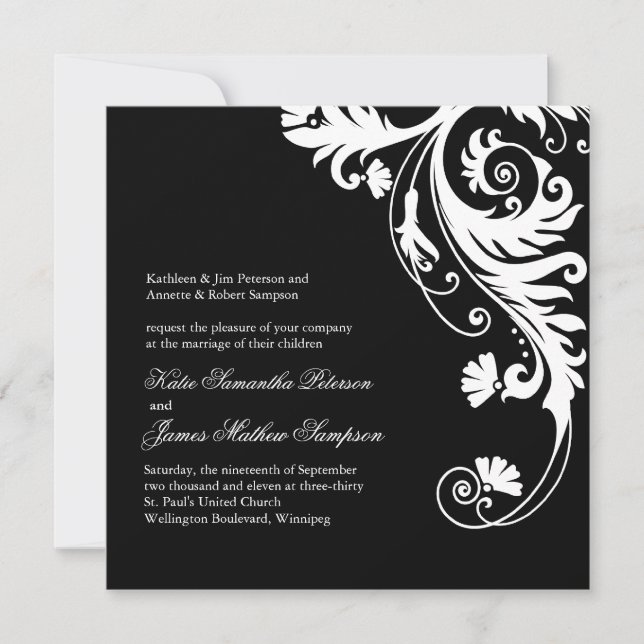 Black and White Wedding Invitations (Front)