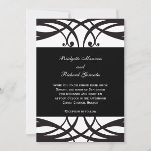 Black and White  Wedding Invitations Art Deco