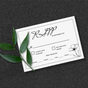 Black and White Wedding Meal Choice RSVP Card