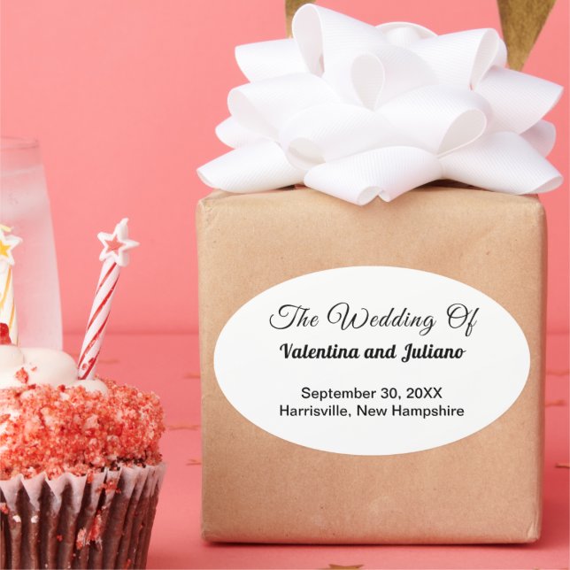 Black and White Wedding Oval Sticker (Party)