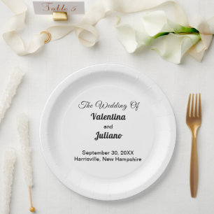 Black and White Wedding Paper Plates
